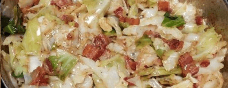Fried Cabbage with Bacon Onion and Garlic